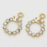 Zinc Alloy Crown Pendants gold color plated with rhinestone lead & cadmium free Approx 1-2mm Sold By Bag