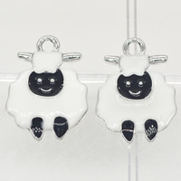 Zinc Alloy Animal Pendants Sheep platinum color plated enamel lead & cadmium free Approx 1-2mm Sold By Bag
