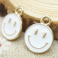 Tibetan Style Enamel Pendants, Smiling Face, gold color plated, lead & cadmium free, 16x12x2mm, Hole:Approx 1-2mm, 20PCs/Bag, Sold By Bag