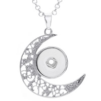 Snap Button Pendant Zinc Alloy Moon antique silver color plated lead & cadmium free 18mm Approx 3-5mm Inner Approx 6mm Sold By PC