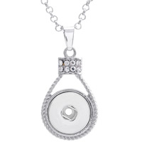 Snap Button Pendant Zinc Alloy antique silver color plated with rhinestone lead & cadmium free 18mm Approx 3-5mm Inner Approx 6mm Sold By PC