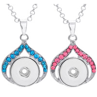 Snap Button Pendant, Tibetan Style, Teardrop, platinum color plated, with rhinestone, more colors for choice, lead & cadmium free, 18mm, Hole:Approx 3-5mm, Inner Diameter:Approx 6mm, Sold By PC