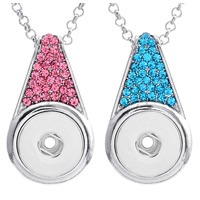Snap Button Pendant Zinc Alloy Teardrop platinum color plated with rhinestone lead & cadmium free 18mm Approx 3-5mm Inner Approx 6mm Sold By PC