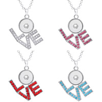 Snap Button Pendant Zinc Alloy word love platinum color plated with letter pattern & with rhinestone lead & cadmium free 18mm Approx 3-5mm Inner Approx 6mm Sold By PC