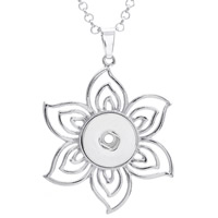 Snap Button Pendant, Tibetan Style, Flower, platinum color plated, lead & cadmium free, 18mm, Hole:Approx 3-5mm, Inner Diameter:Approx 6mm, Sold By PC