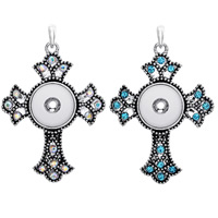 Snap Button Pendant Zinc Alloy Cross antique silver color plated with rhinestone lead & cadmium free 18mm Approx 3-5mm Inner Approx 6mm Sold By PC
