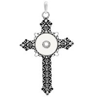 Snap Button Pendant Zinc Alloy Cross antique silver color plated lead & cadmium free 18mm Approx 3-5mm Inner Approx 6mm Sold By PC