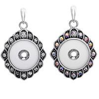 Snap Button Pendant, Tibetan Style, antique silver color plated, with rhinestone, more colors for choice, lead & cadmium free, 18mm, Hole:Approx 3-5mm, Inner Diameter:Approx 6mm, Sold By PC