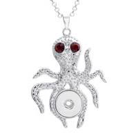 Zinc Alloy Snap Button Pendant Setting Octopus platinum color plated with rhinestone lead & cadmium free 18mm Approx 3-5mm Inner Approx 6mm Sold By PC