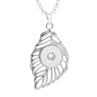 Tibetan Style Snap Button Pendant Setting, Leaf, platinum color plated, lead & cadmium free, 18mm, Hole:Approx 3-5mm, Inner Diameter:Approx 6mm, Sold By PC