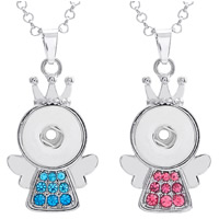 Snap Button Pendant Zinc Alloy Angel platinum color plated with rhinestone lead & cadmium free 18mm Approx 3-5mm Inner Approx 6mm Sold By PC
