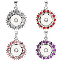 Snap Button Pendant Zinc Alloy platinum color plated with rhinestone lead & cadmium free 18mm Approx 3-5mm Inner Approx 6mm Sold By PC