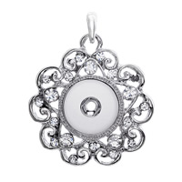 Snap Button Pendant Zinc Alloy Flower platinum color plated with rhinestone lead & cadmium free 18mm Approx 3-5mm Inner Approx 6mm Sold By PC