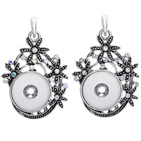 Snap Button Pendant, Tibetan Style, Flower, antique silver color plated, with rhinestone, more colors for choice, lead & cadmium free, 18mm, Hole:Approx 3-5mm, Inner Diameter:Approx 6mm, Sold By PC