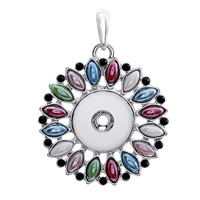 Snap Button Pendant, Tibetan Style, with Resin, platinum color plated, lead & cadmium free, 18mm, Hole:Approx 3-5mm, Inner Diameter:Approx 6mm, Sold By PC