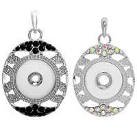 Snap Button Pendant Zinc Alloy Flat Oval platinum color plated with rhinestone lead & cadmium free 18mm Approx 3-5mm Inner Approx 6mm Sold By PC