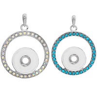 Snap Button Pendant Zinc Alloy Donut platinum color plated with rhinestone lead & cadmium free 18mm Approx 3-5mm Inner Approx 6mm Sold By PC