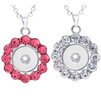 Snap Button Pendant Zinc Alloy Flower platinum color plated with rhinestone lead & cadmium free 18mm Approx 3-5mm Inner Approx 6mm Sold By PC