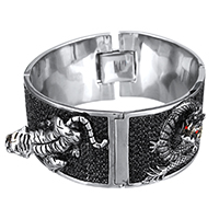 Мужской браслет, нержавеющая сталь, Мужский & со стразами & чернеют, 32mm, Продан через Приблизительно 8 дюймовый Strand