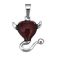 Stainless Steel Pendants, Rhombus, enamel, red, 18.50x23.50x6mm, Hole:Approx 4x7mm, Sold By PC