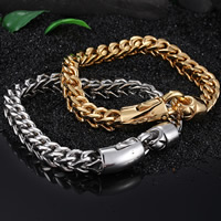 Men Bracelet, Stainless Steel, plated, curb chain & for man, more colors for choice, 8mm, Sold Per Approx 8.6 Inch Strand