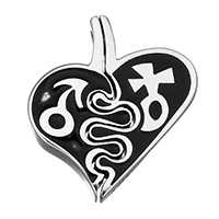 Edelstahl -Herz-Anhänger, mit männlichen Schild Muster & mit weiblichen Vorzeichen Muster & Emaille, schwarz, 21x23x4mm, Bohrung:ca. 3mm, verkauft von PC