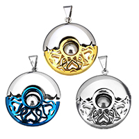 Stainless Steel Pendants Flat Round plated hollow Approx Sold By PC