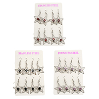 Cubic Zircon (CZ) Drop Earring Stainless Steel Star with cubic zirconia 48mm Sold By Lot