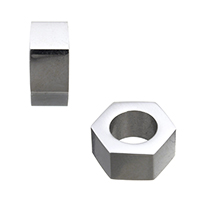 Grânulos de European de aço inoxidável, Hexagono, cor original, 5x10x10mm, Buraco:Aprox 6mm, 50PCs/Lot, vendido por Lot