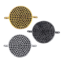 Cubic Zirconia Micro Pave Brass Connector Flat Round plated micro pave cubic zirconia & 1/1 loop nickel lead & cadmium free Approx 1.5mm Sold By Lot