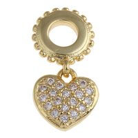 Cubic Zirconia Micro Pave Brass Pendant Heart real gold plated micro pave cubic zirconia nickel lead & cadmium free Approx 3mm Sold By PC