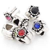 Zinc Alloy European Beads Star antique silver color plated without troll & with rhinestone mixed colors lead & cadmium free 15mm Approx 4.5mm Sold By Bag