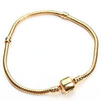 European Bracelet Chain, Messing, gold plated, verschillende lengte voor keuze, nikkel, lood en cadmium vrij, 180-200mm, Verkocht door Strand