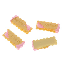 Food Resin Cabochon, Biscuit, with letter pattern & flat back, 29x12x6mm, 100PCs/Bag, Sold By Bag