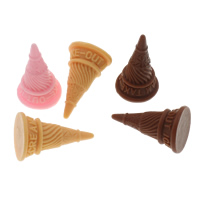 Food Resin Cabochon, Ice Cream, with letter pattern & flat back, more colors for choice, 19x30mm, 100PCs/Bag, Sold By Bag