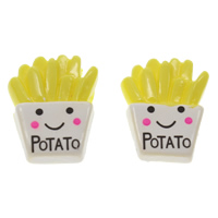 Food Resin Cabochon, French Fries, with letter pattern & flat back, 16x21x4mm, 100PCs/Bag, Sold By Bag