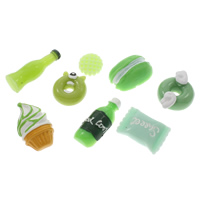 Food Resin Cabochon, flat back & mixed, green, 13x5mm-20x59x11mm, 100PCs/Bag, Sold By Bag