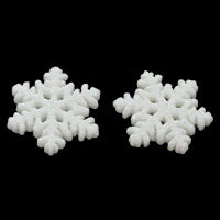 Flower Resin Cabochon, Snowflake, flat back & stardust, white, 21x3mm, 100PCs/Bag, Sold By Bag