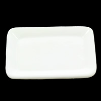 Mode Cabochons en résine, rectangle, dos plat, blanc, 38x27x5mm, 100PC/sac, Vendu par sac