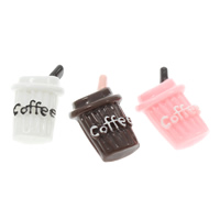Fashion Resin Cabochons, Cup, with letter pattern & flat back, more colors for choice, 17x27x7mm, 100PCs/Bag, Sold By Bag