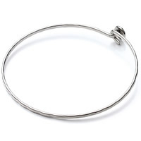 Adjustable Wire Bangle Stainless Steel original color 62mm Inner Approx 60mm Length Approx 7 Inch Sold By PC