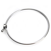 Adjustable Wire Bangle, Stainless Steel, original color, 64mm, Inner Diameter:Approx 60mm, Length:Approx 7 Inch, 2PCs/Bag, Sold By Bag