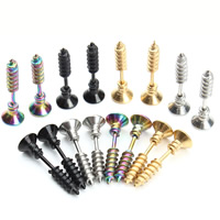 Stainless Steel Nose Piercing Jewelry, Screw, plated, more colors for choice, 25x7mm, 2PCs/Bag, Sold By Bag