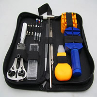 Watch Repair Tool Set, Non-woven Fabrics, with Plastic & Stainless Steel, plated, 210x105mm, Sold By Set