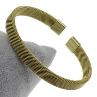 acier inoxydable bracelet manchette, Placage de couleur d'or, pour femme, 65x8x57mm, Diamètre intérieur:Environ 58x49mm, Longueur:Environ 7 pouce, 6PC/sac, Vendu par sac