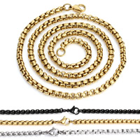 Stainless Steel Chain Necklace plated Unisex & box chain 4mm Sold Per Approx 23.5 Inch Strand