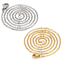 Stainless Steel Chain Necklace plated Unisex & oval chain 2mm Length Approx 23.5 Inch Sold By Bag