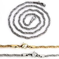 Stainless Steel Chain Necklace plated Unisex & rope chain 2.5mm Sold Per Approx 17.5 Inch Strand