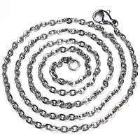 Stainless Steel Chain Necklace Unisex & oval chain original color 2mm Length Approx 17.5 Inch Sold By Bag