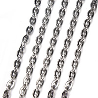 Stainless Steel Oval Chain, original color, 5mm, 5m/Bag, Sold By Bag